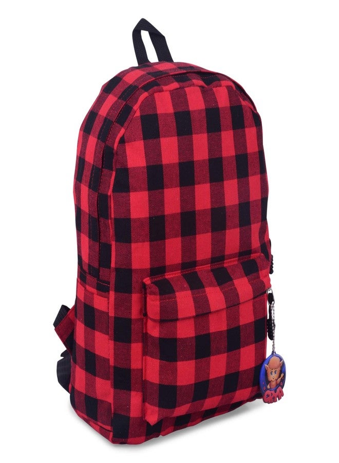 Crya Canvas Red and Black Trek Check Kid's School Backpack - Image 1